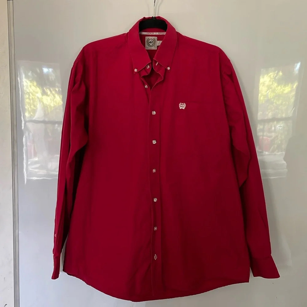 Cinch Men's Red Casual Button Down Shirt